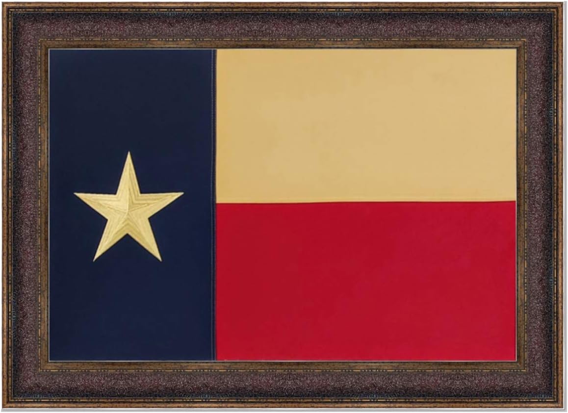 R&R Marco grande de la bandera de Texas, arte de pared con marco occidental rústico real