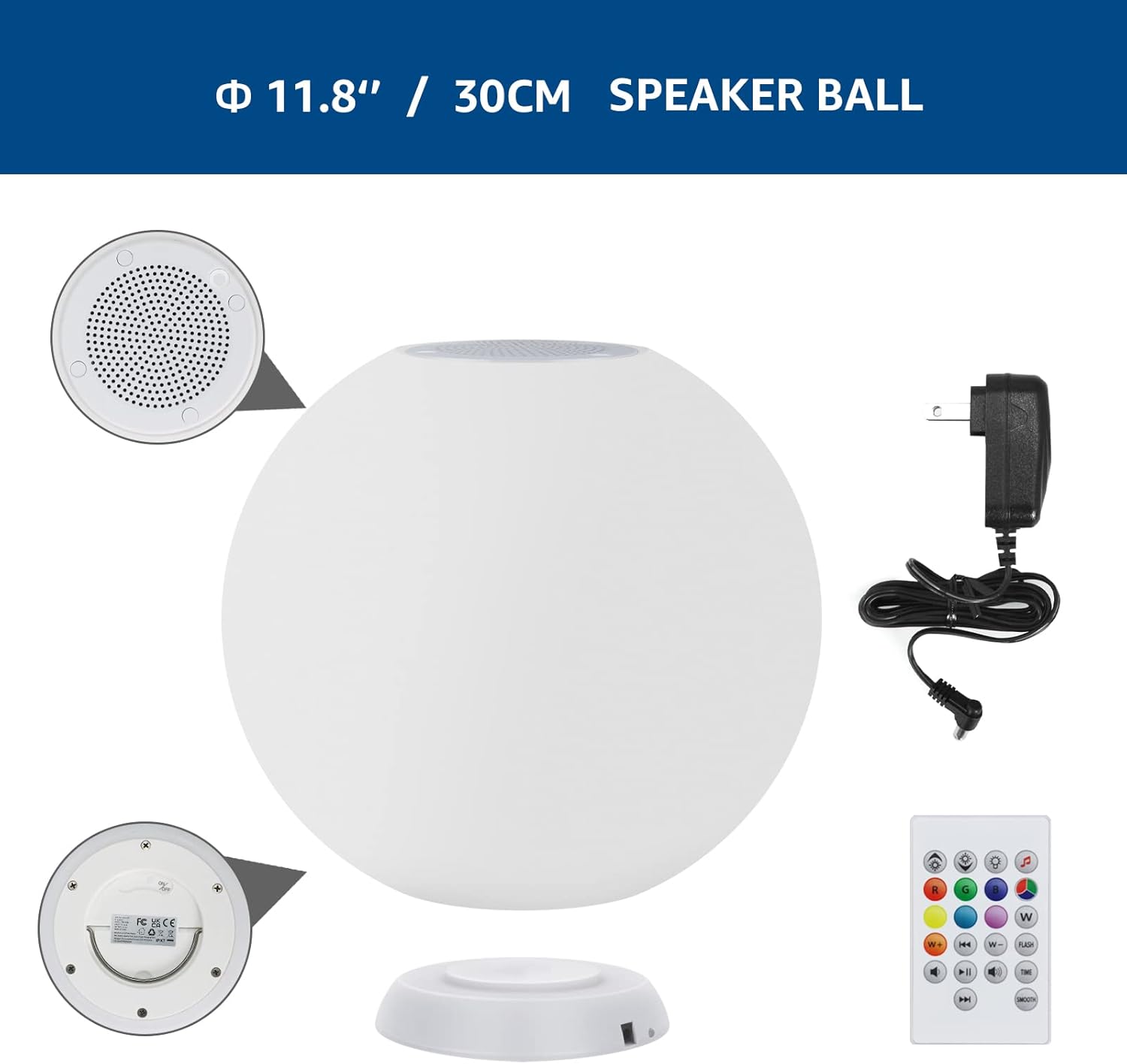 Luces flotantes para piscina con altavoz Bluetooth, luz LED de bola brillante, función 5.0 TWS, control remoto, luces nocturnas para piscina al aire