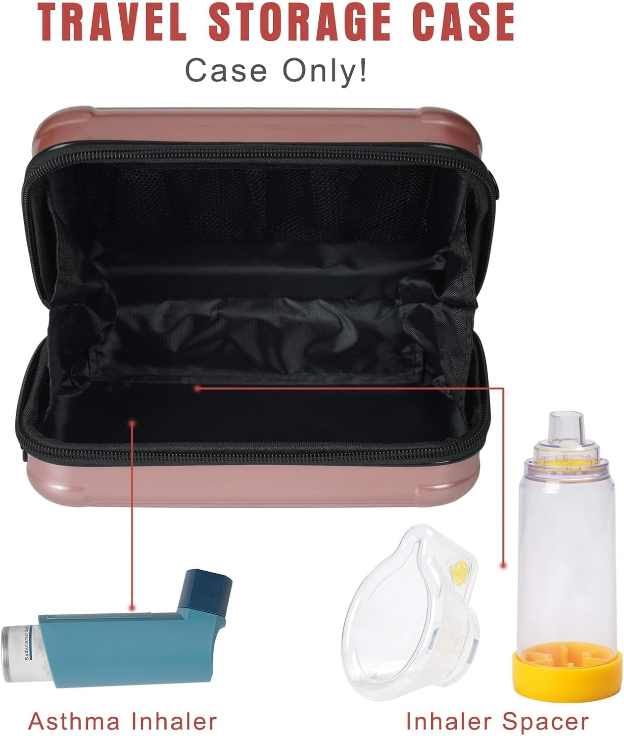 Estuche rígido de viaje para nebulizador portátilinhalador de asma, espaciador inhalador para adultos y niños, funda de transporte con cuerda