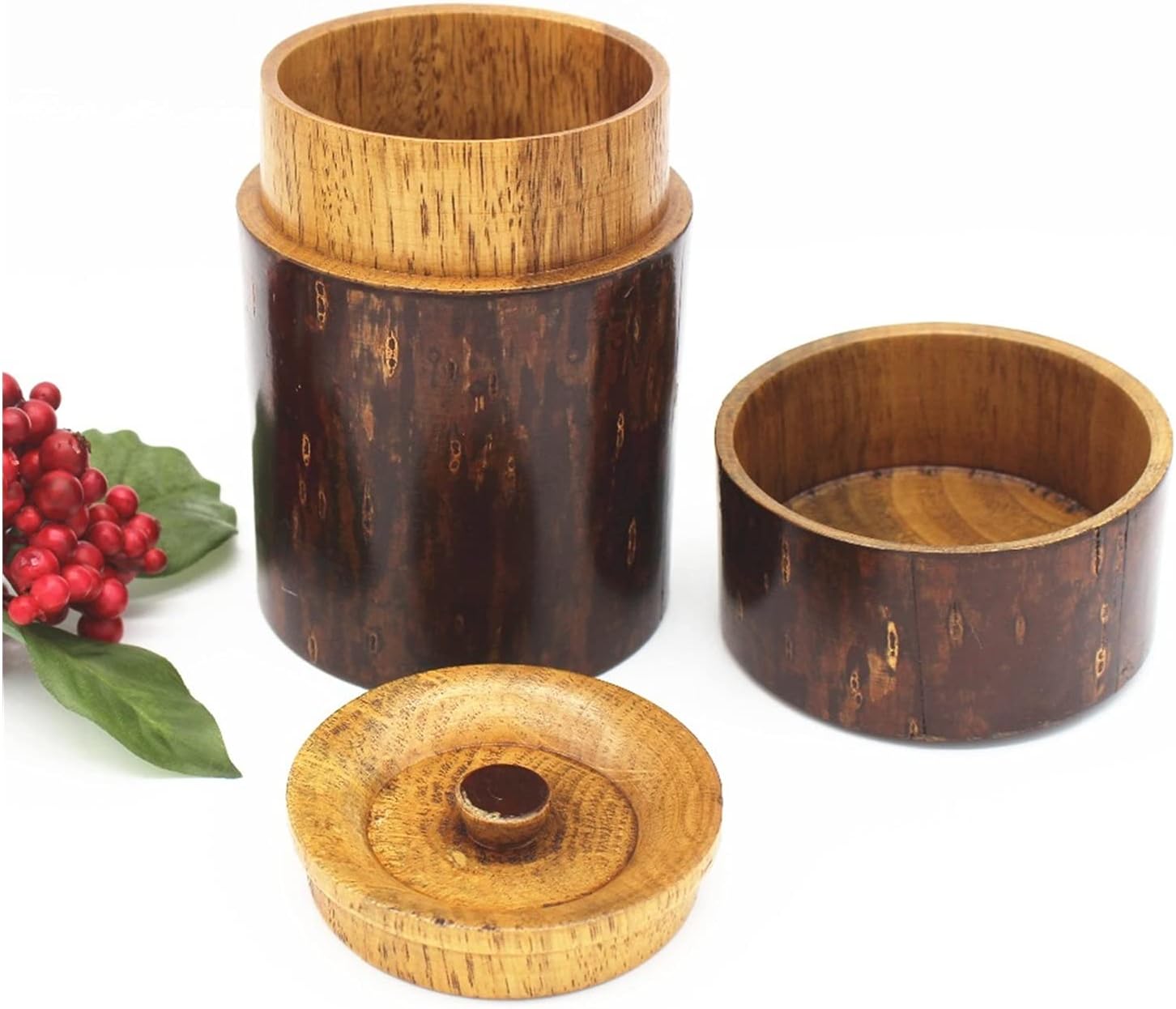 Recipiente de té hecho a mano, organizador de caja de té de azufaifo, contenedor de té, tarro vintage para almacenamiento