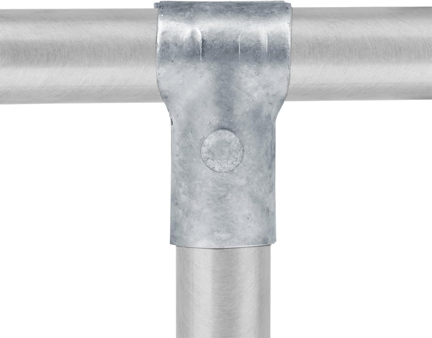 Paquete de 8 abrazaderas de tubo de riel extremo de 1-38 pulgadas x 1-38 pulgadas, conector de panel en T de 3 vías para valla de enlace de cadena