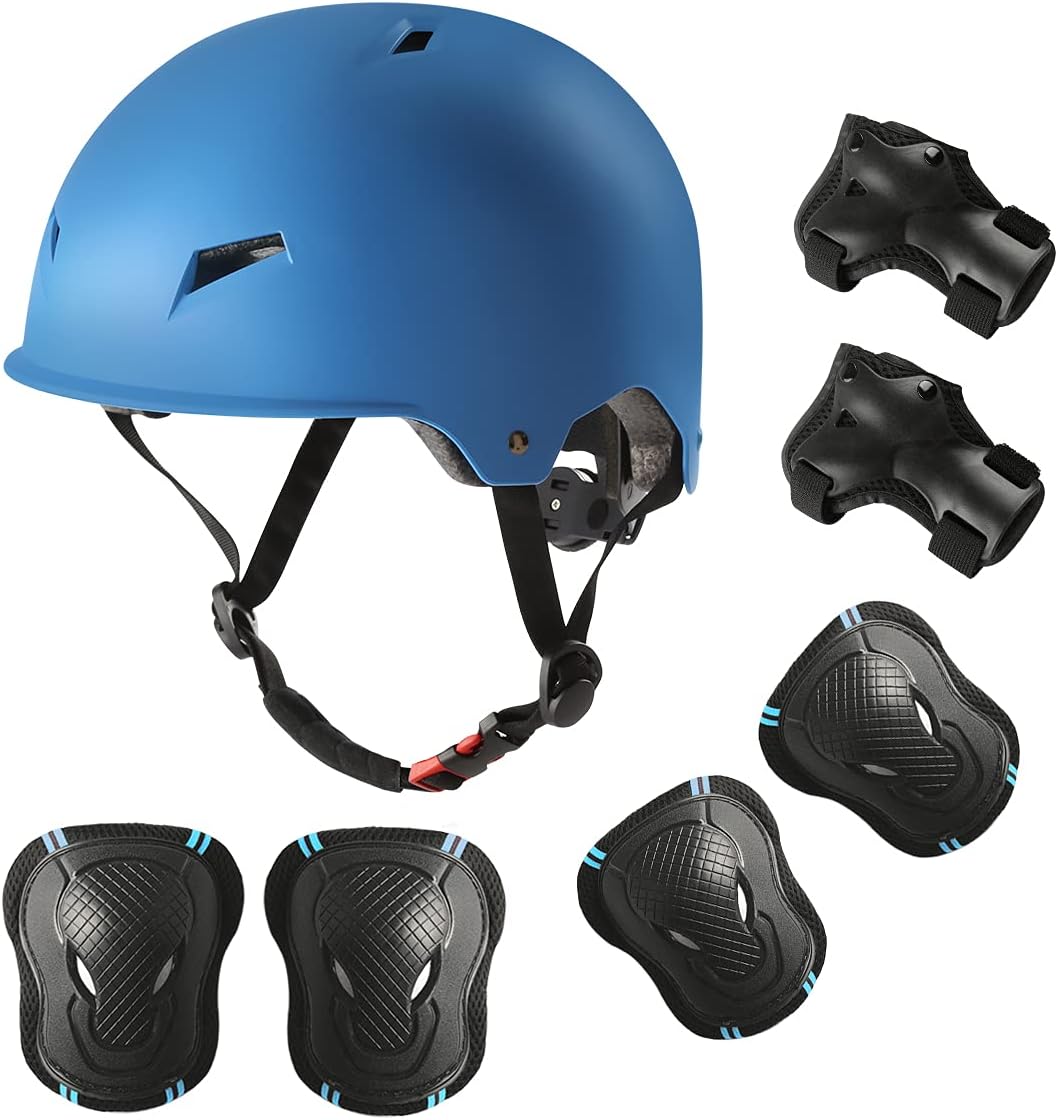 Casco de bicicleta de patineta para adultos, rodilleras, coderas, muñequeras, equipo de protección, conjunto de cascos para adolescentes para