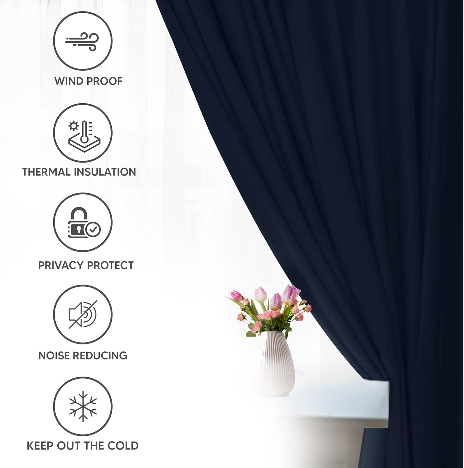 Utopia Bedding Cortinas blackout para oscurecer la habitación y aislar térmicamente, 2 paneles, 7 pasadores traseros por panel, 2 abrazaderas