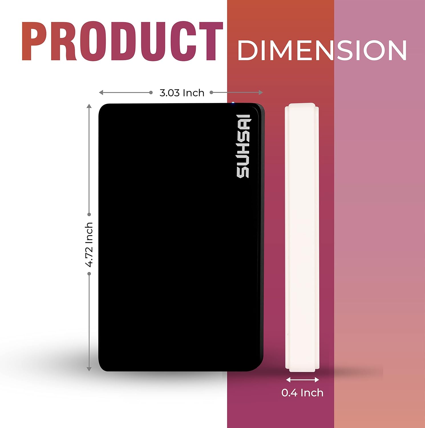 SUHSAI Disco duro externo USB 2.0, almacenamiento y respaldo de disco duro portátil, expansión de memoria  Ultra delgado 2.5 pulgadas HDD compatible
