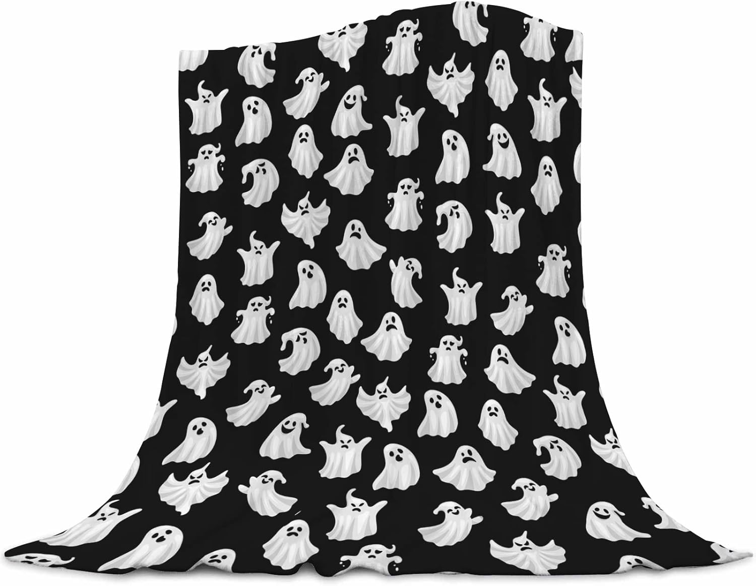 Manta de Halloween de fantasma, fantasma, espeluznante, manta de franela de forro polar blanco y negro para dormitorio, sala de estar, sofá, cama,