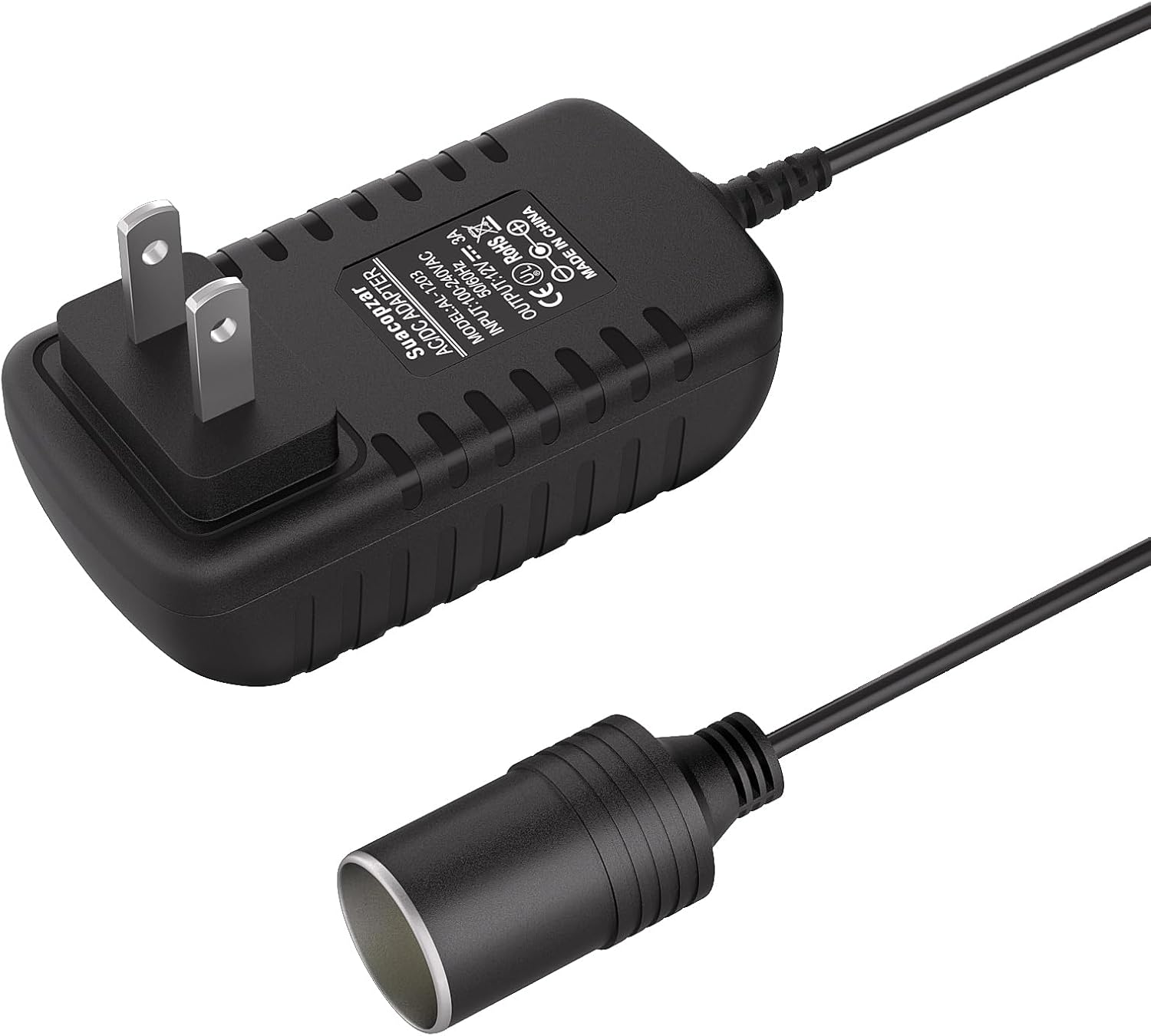 12V 3A 36W AC a DC Convertidor de encendedor de cigarrillos de coche (no para dispositivo de alta potencia), AC 110-240V a DC 12V Fuente de