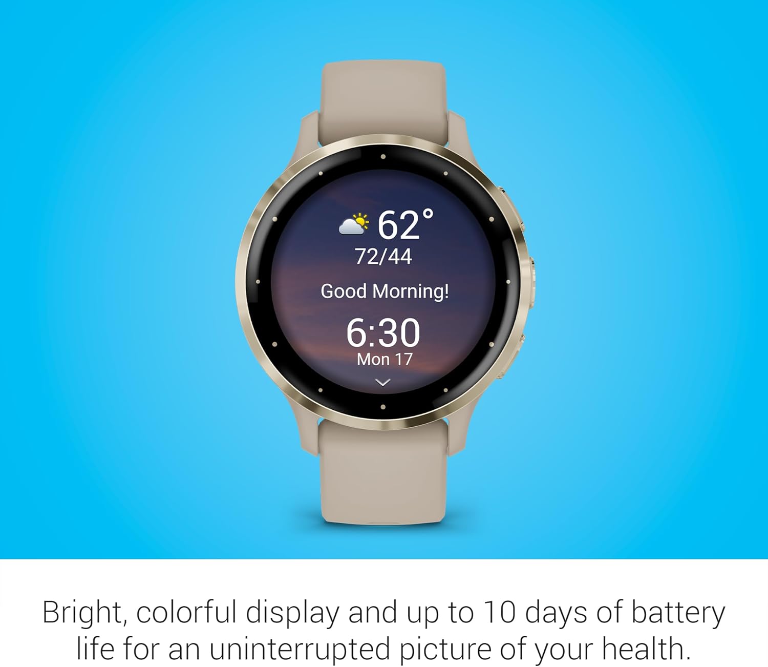 Garmin Venu 3S, reloj inteligente GPS con pantalla AMOLED, gris francés, características avanzadas de salud y fitness, hasta 10 días de duración de