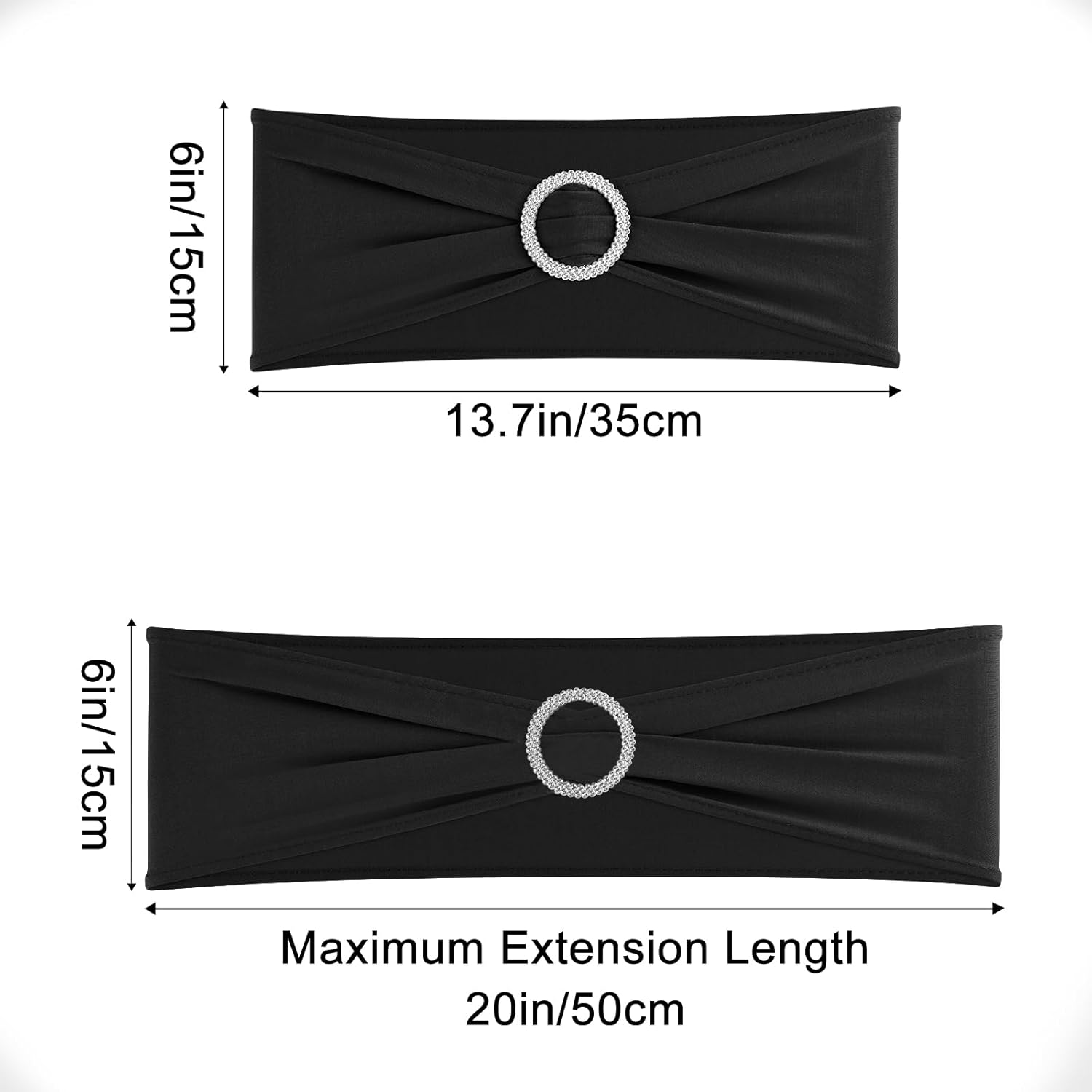 Bandas negras para silla, paquete de 25 bandas elásticas de elastano con hebillas para sillas plegables, bodas, fiestas, recepciones, baby shower,