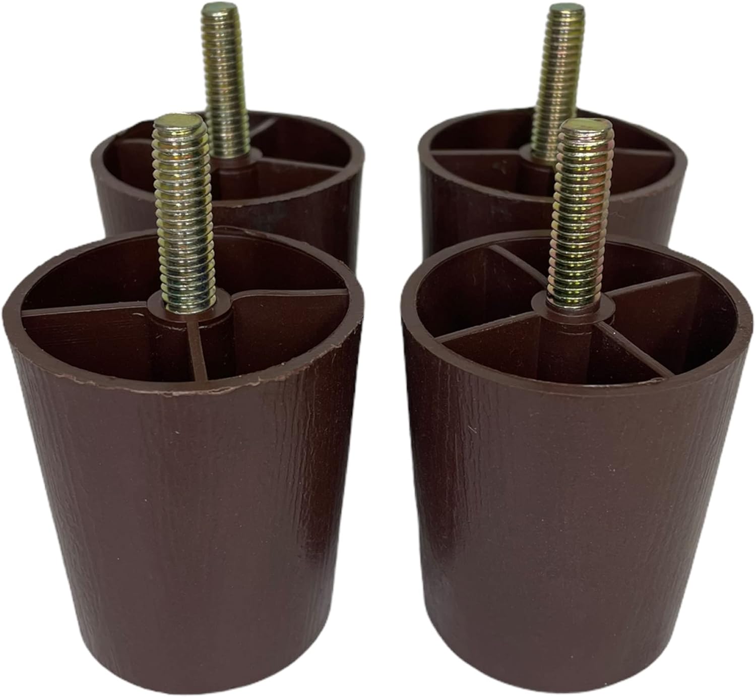 Juego de 4 patas redondas de plástico cónico marrón de 2.5 pulgadas (2.5)