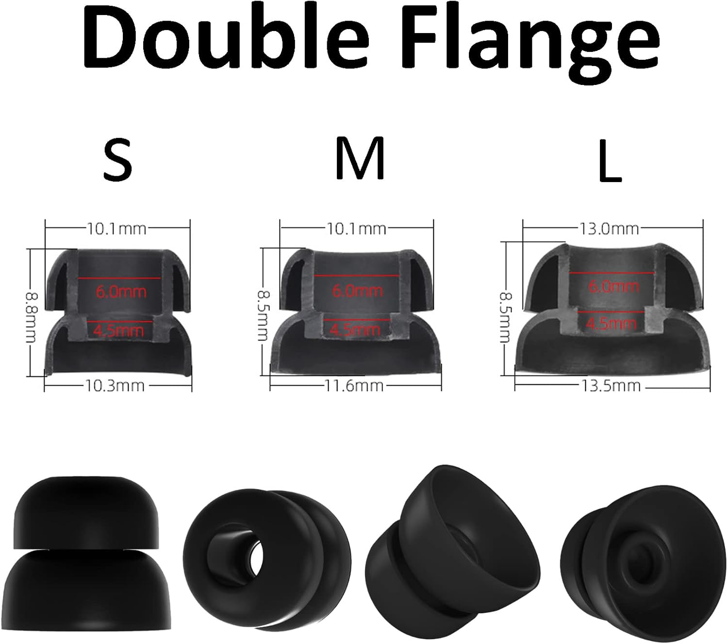A-Focus Compatible con Soundcore Liberty 4 NC Case Ear Tips Set, funda protectora de goma de silicona, 3 pares de almohadillas de doble brida y