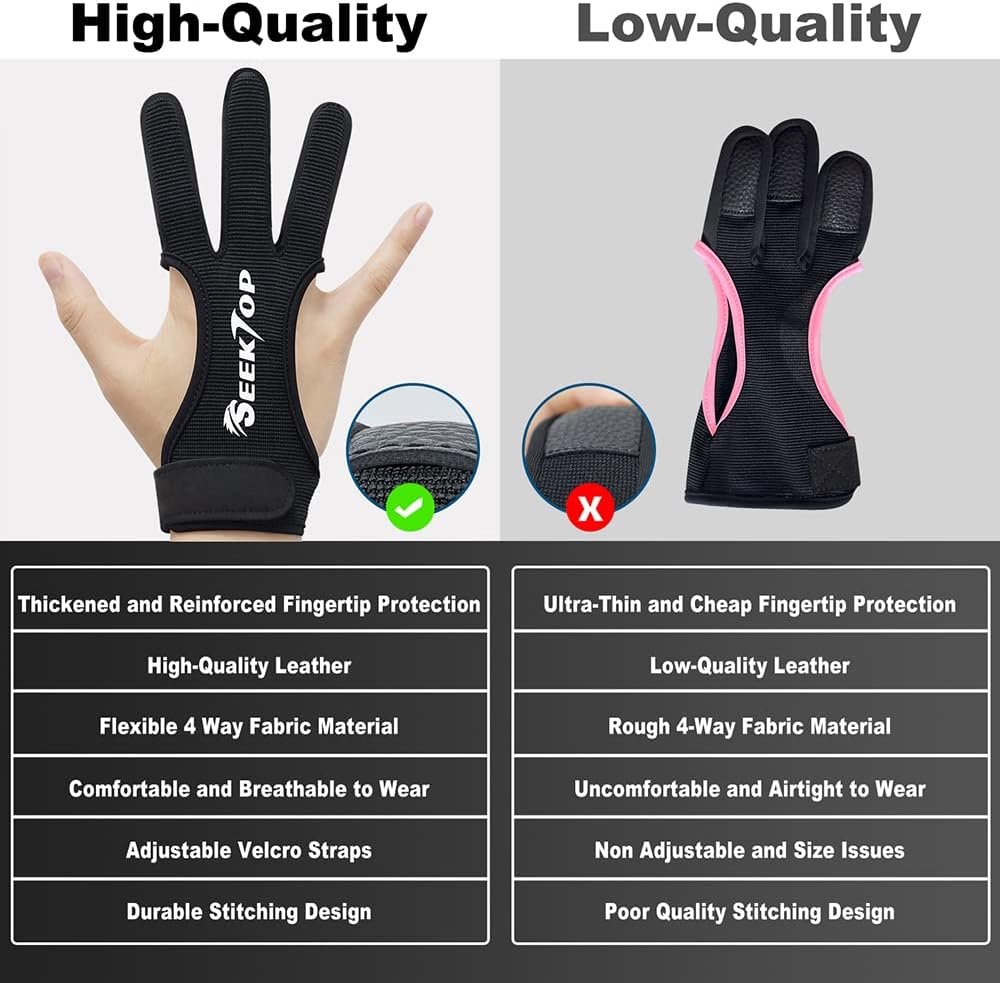 Guantes de tiro con arco para caza de cuero, protector de tres dedos para jóvenes y adultos principiantes