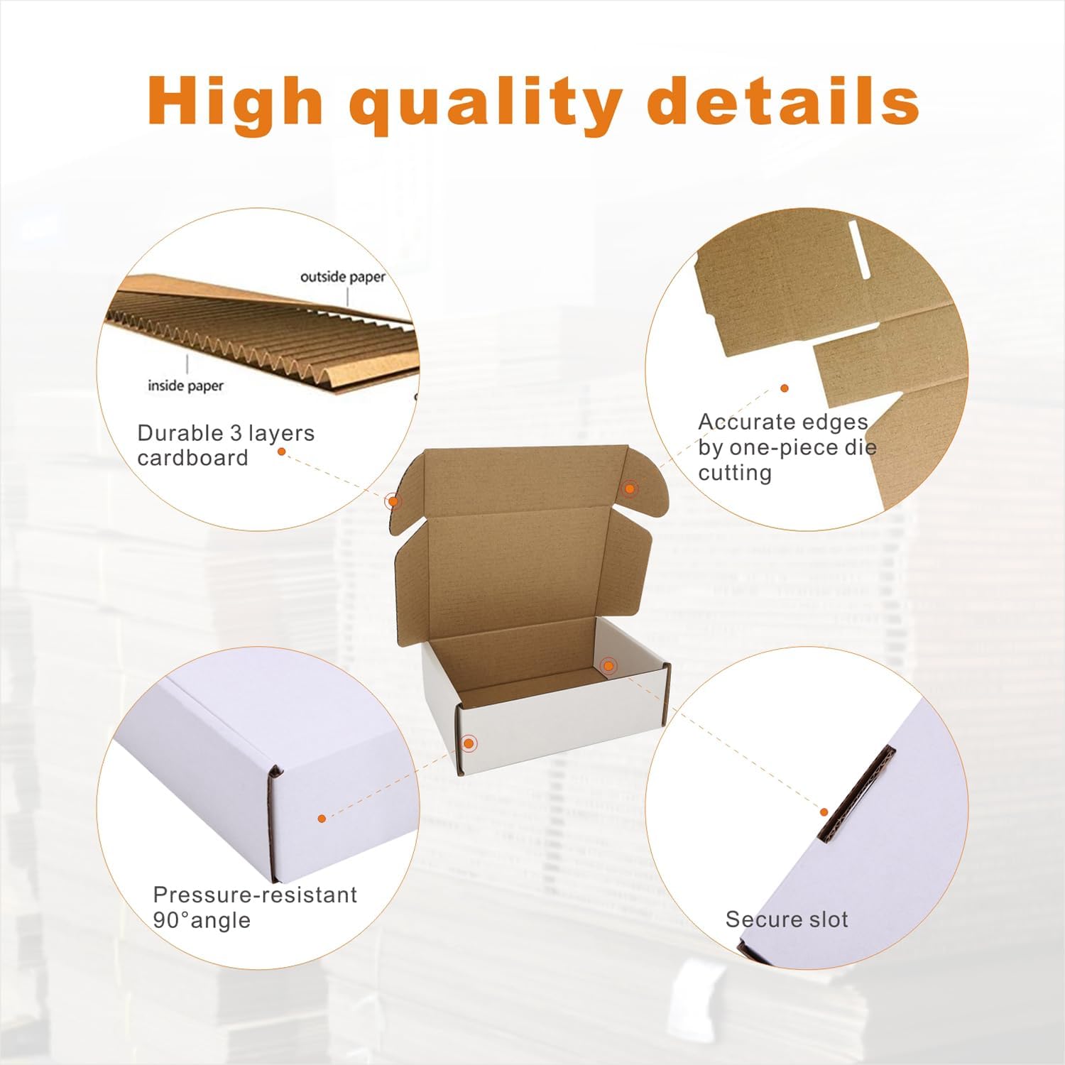 CH-BOX Paquete de 50 cajas de envío pequeñas de 6 x 4 x 2 pulgadas, sobres de cartón corrugado para negocios, color blanco (CM642)
