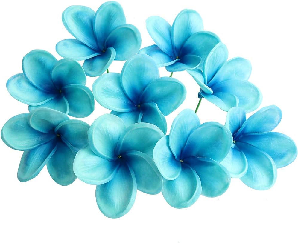 10 piezas de flores artificiales de tacto real, no de seda, con tallo para decoración de pasteles y ramos de boda (azul oscuro)