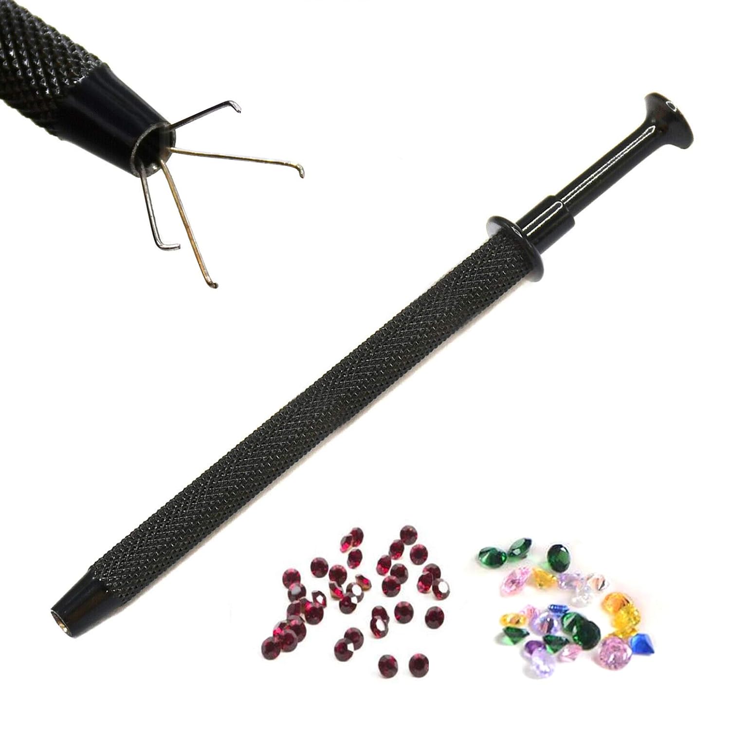 Juego de 10 piezas de 4 puntas de bola para piercing de bola, soporte de cuentas de acero, gemas de diamante, herramientas tácticas todo negro