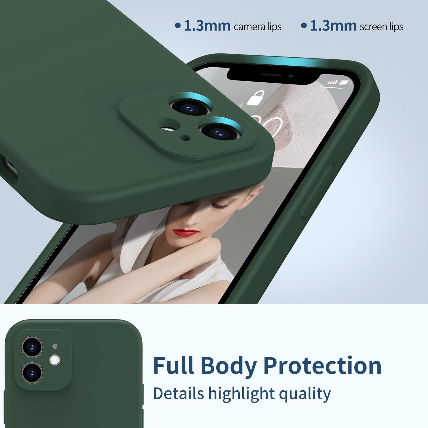 FUNMIKO Funda diseñada para iPhone 12 con protector de pantalla, protección completa con cubierta mejorada para el lente de la cámara, funda