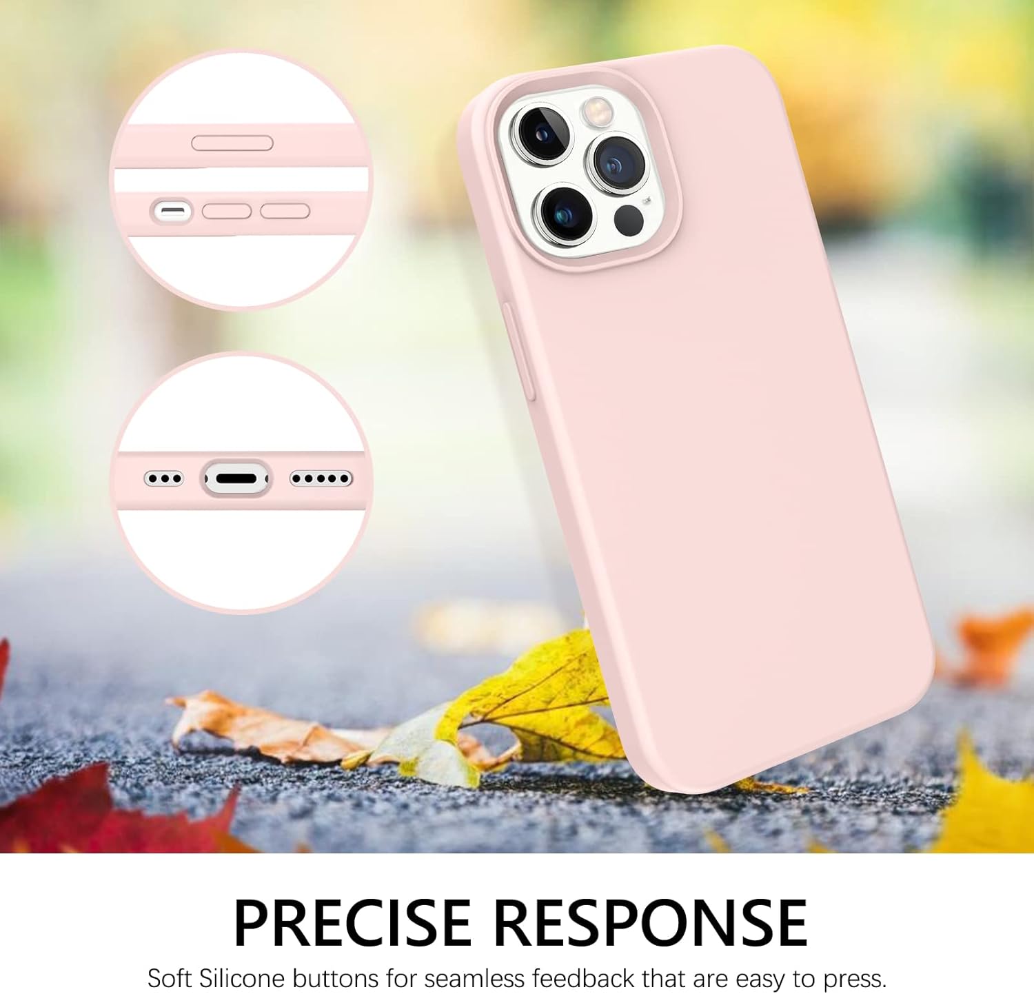 GUAGUA Funda compatible con iPhone 13 Pro de 6.1 pulgadas de silicona líquida de gel suave, delgada, forro de microfibra delgada, textura de cojín,