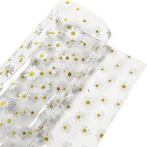 Rollo de piel sintética de PVC transparente de 12 x 53 pulgadas, diseño de margaritas, impermeable, para manualidades, bolsas de cosméticos, bolsas Rollo de piel sintética de PVC transparente de 12 x 53 pulgadas, diseño de margaritas, impermeable, para manualidades, bolsas de cosméticos, bolsas