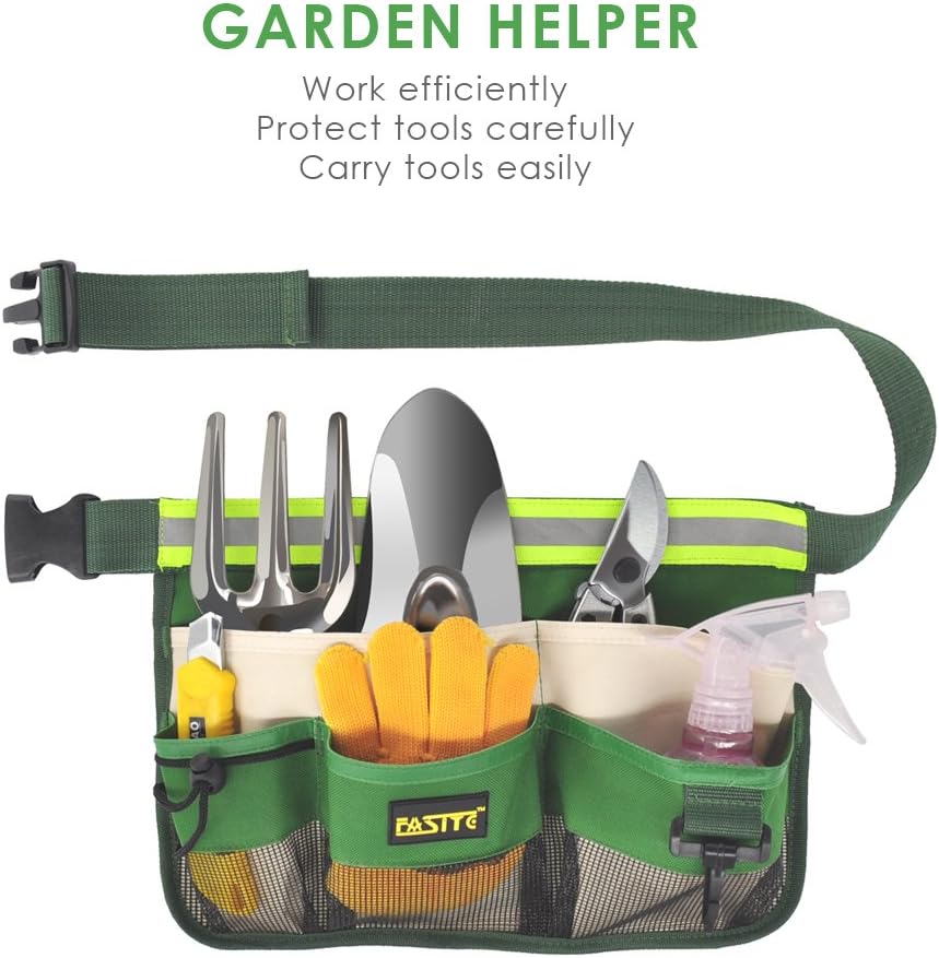 Fasite 7-Pocket Cinturón de herramientas para jardinería (bolsas de tipo riñonera con bolsillos colgantes)
