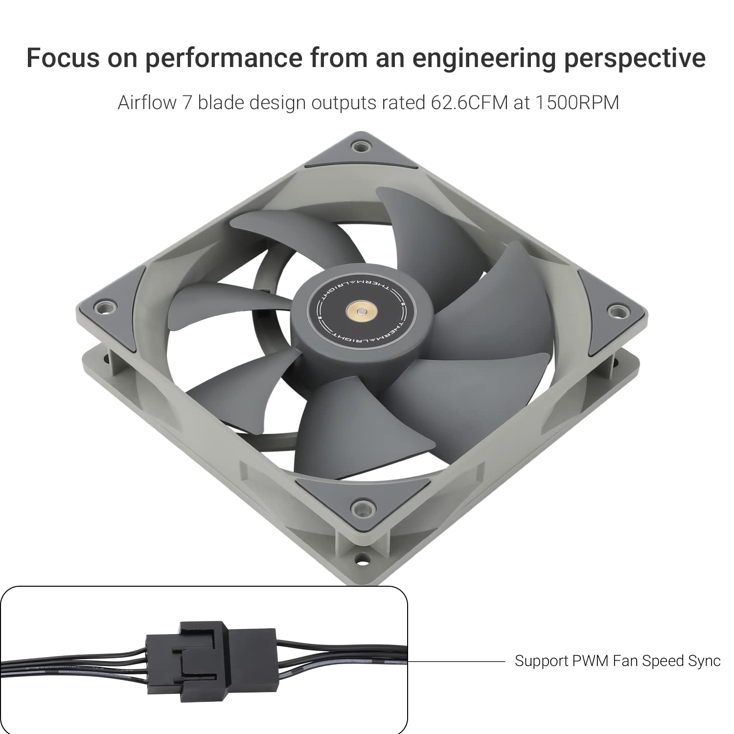 Thermalright Ventilador de CPU TL-G12 de 4.724 in, ventilador de carcasa de computadora, ventilador silencioso de PC PWM de 4 pines, 1500 RPM,