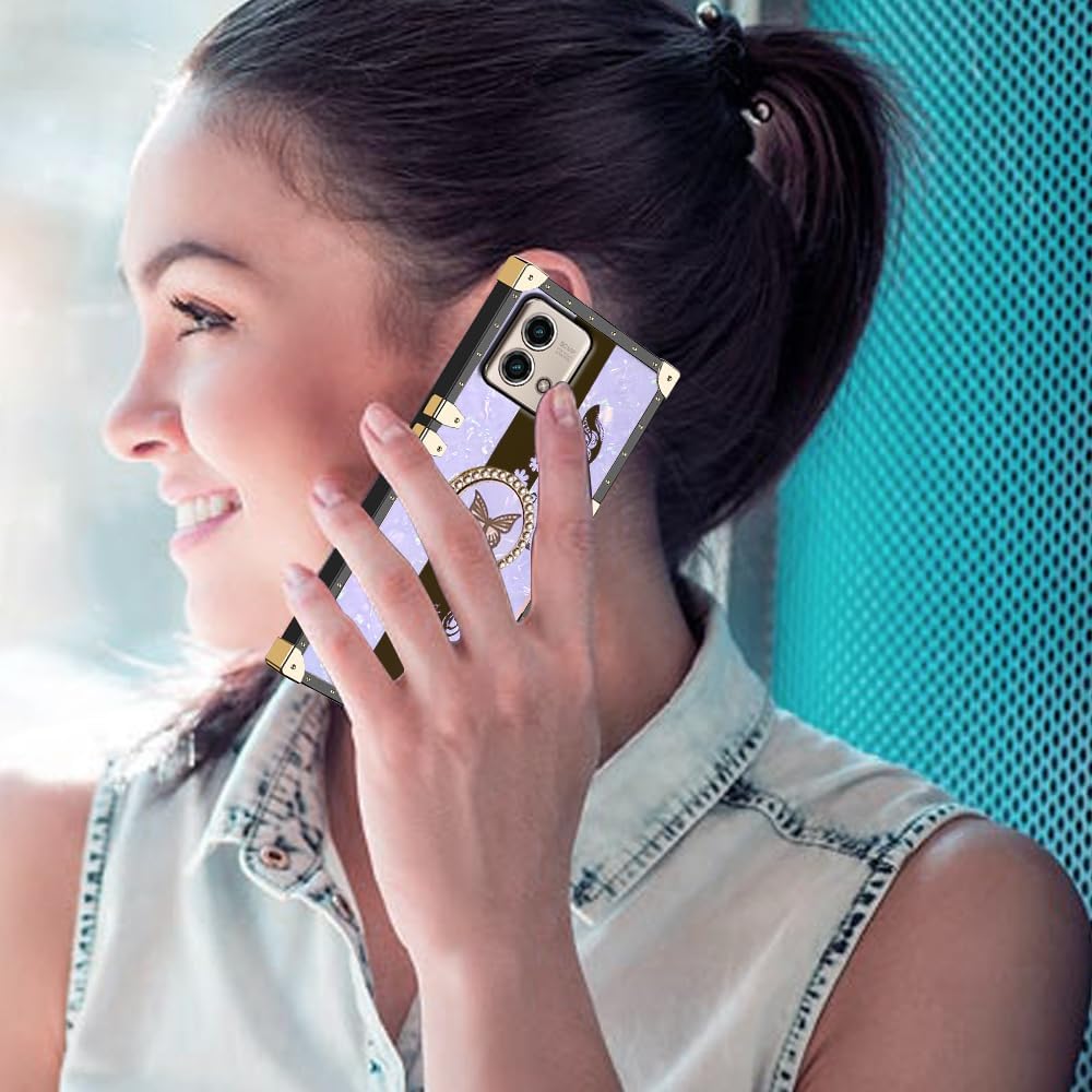 B-wishy Funda protectora para Moto G Stylus 5G 2023 para mujer, con purpurina, cristal, mariposa, corazón, floral, delgada, de lujo, con función