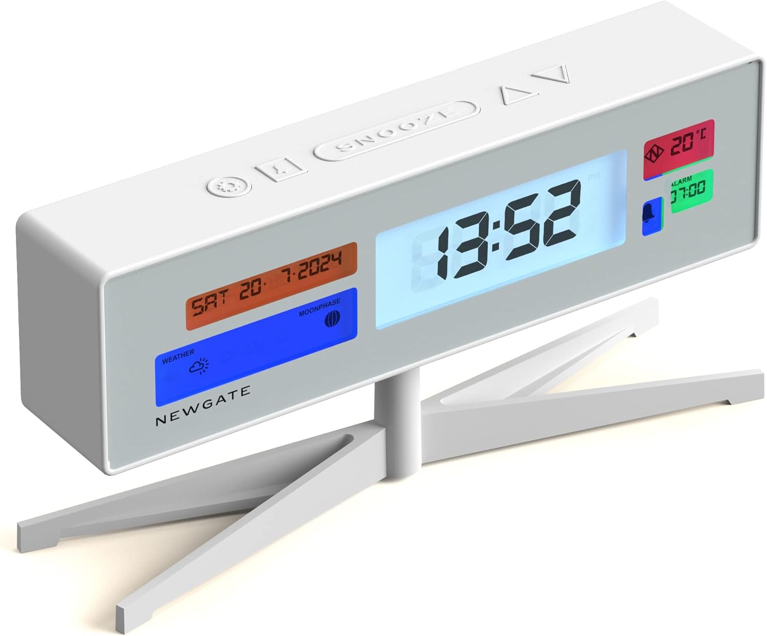 NEWGATE Supergenius – Reloj despertador LCD moderno, reloj de noche, reloj de escritorio, reloj digital, despertador digital, accesorios de
