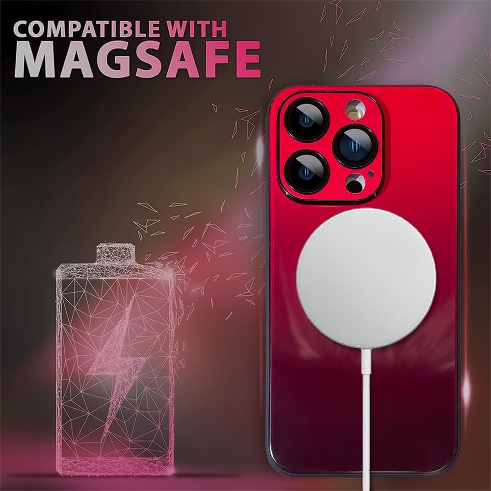 Fiyart Funda magnética mate brillante compatible con iPhone 15 Pro compatible con MagSafe galvanoplastia parachoques de metal translúcido mate a
