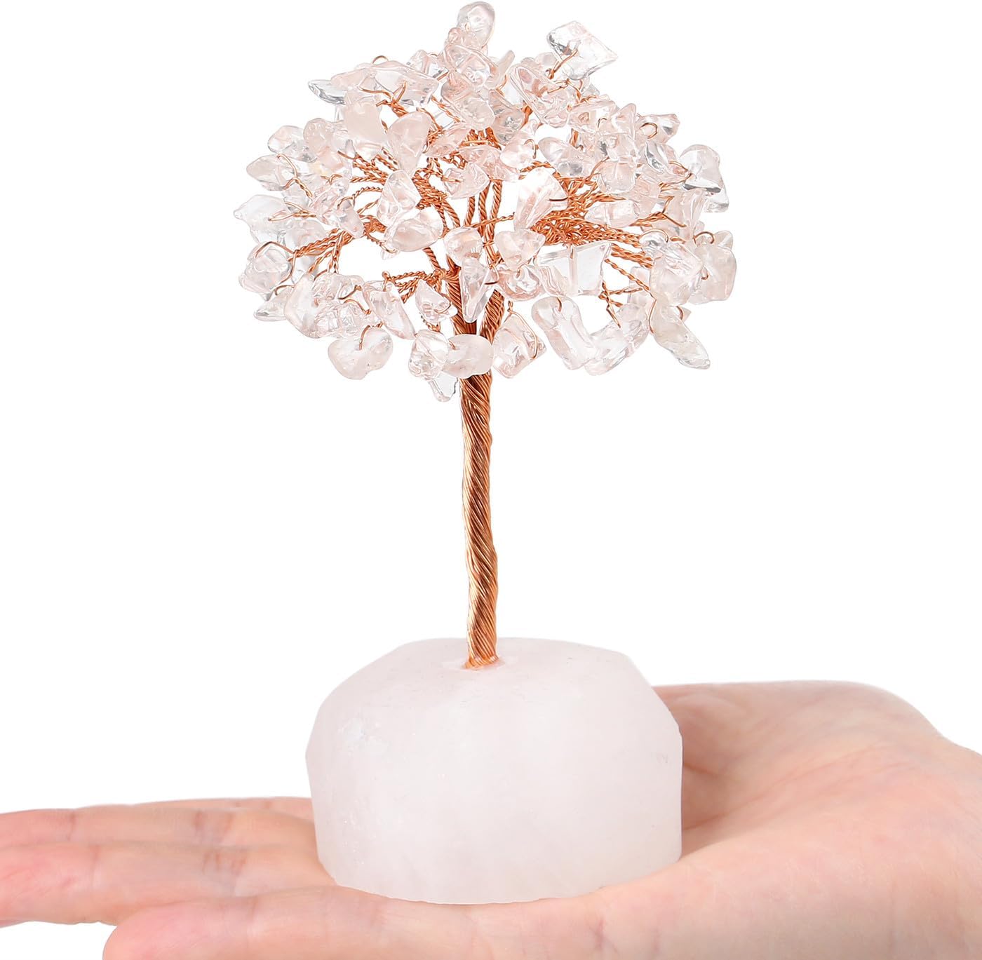 DUQGUHO Árbol de dinero de cristal curativo de cuarzo transparente con base de cuarzo natural sin procesar, árbol de cristal de piedras preciosas de