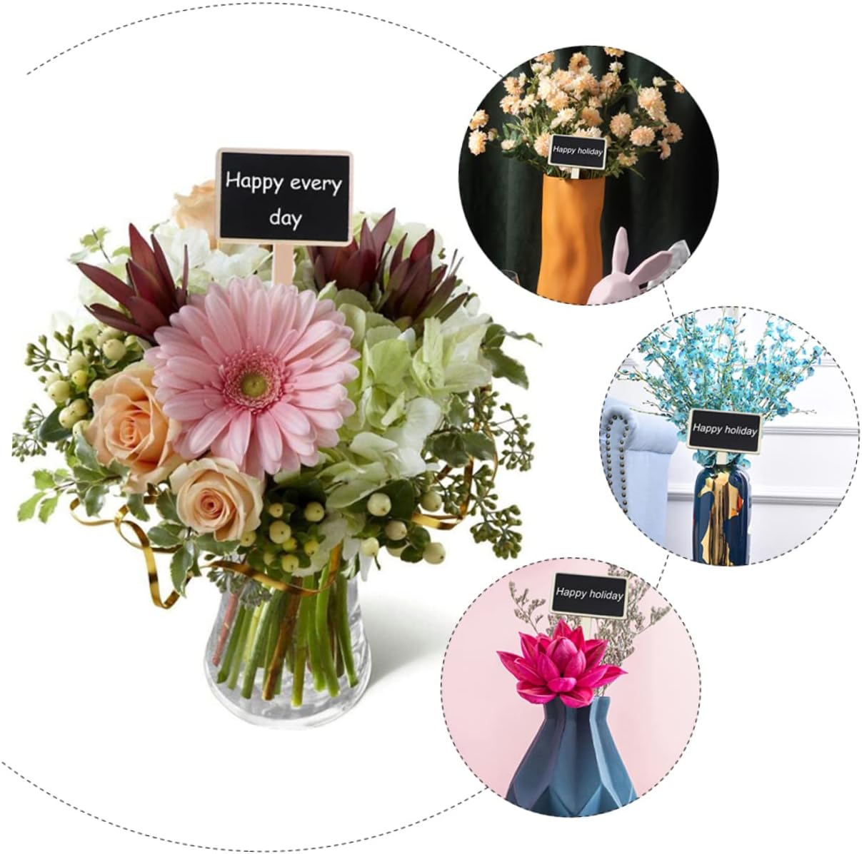 MAGICLULU 40 piezas de etiqueta con logotipo y mensaje de estaca para jardín, etiqueta de flores grabable, etiqueta de regalo, etiqueta de regalo