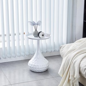 Mesa auxiliar de metal blanco, mesa de sofá pequeña, mesa de hierro pequeña, mesita de noche para sala de estar Mesa auxiliar de metal blanco, mesa de sofá pequeña, mesa de hierro pequeña, mesita de noche para sala de estar