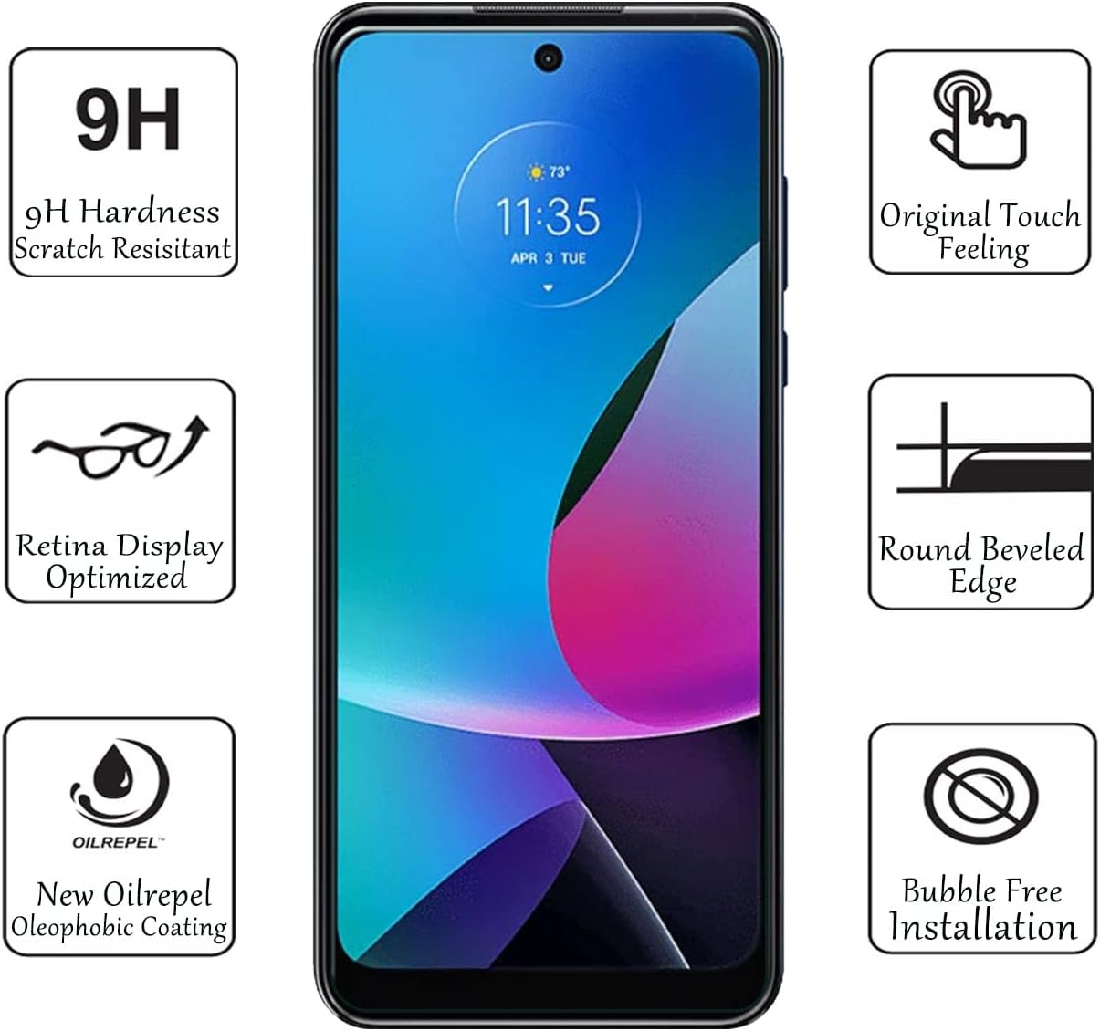 Protectores de pantalla para Motorola Moto G Play 2023 (paquete de 3), película de vidrio templado 9H para Moto G Play 2023, antiarañazos,