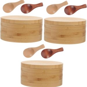 GLEAVI Salt Pig 3 juegos de salero con tapa, contenedor de condimentos, soporte dividido para pimienta, contenedor de sal para el hogar, contenedor GLEAVI Salt Pig 3 juegos de salero con tapa, contenedor de condimentos, soporte dividido para pimienta, contenedor de sal para el hogar, contenedor