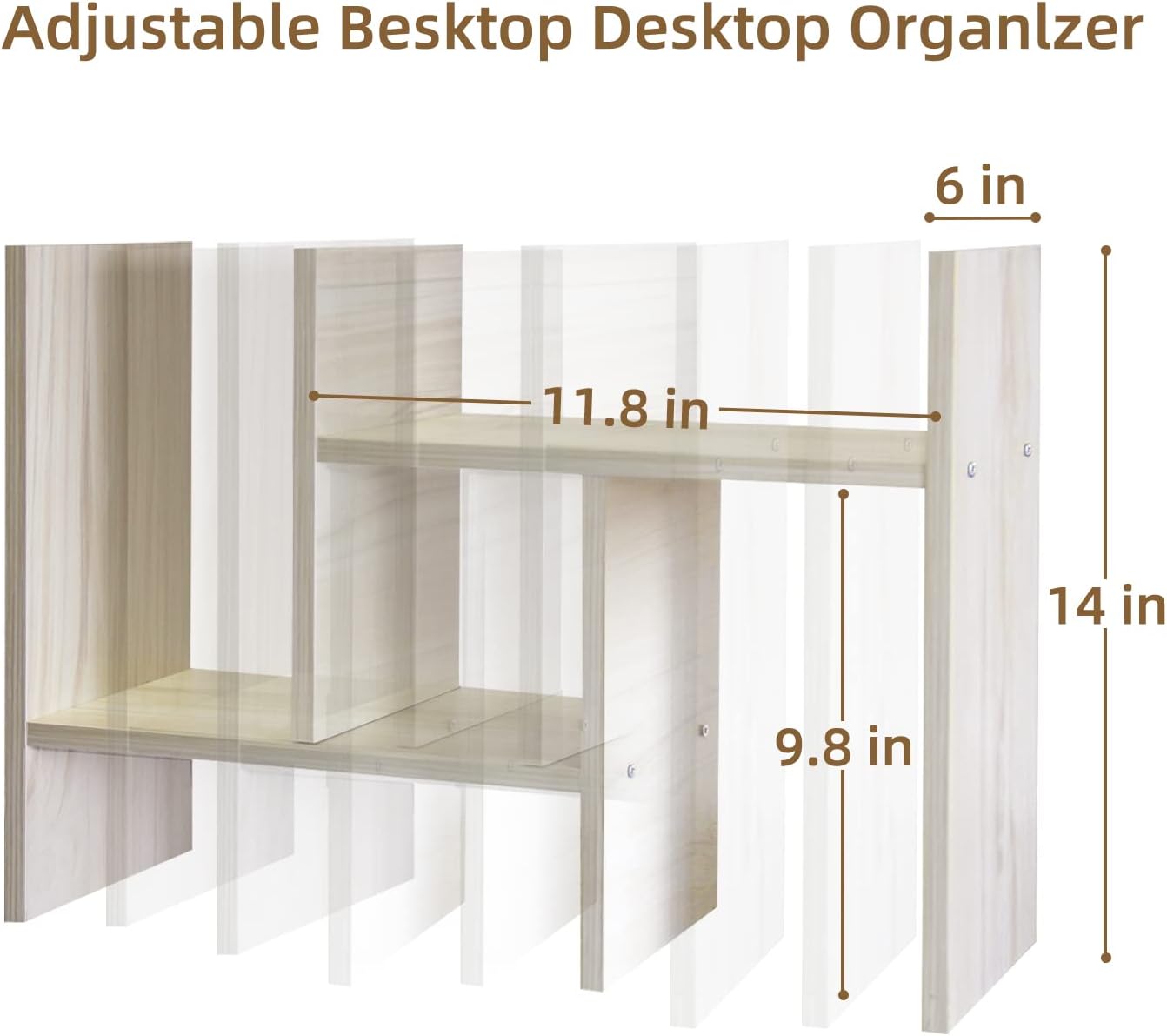 TY ARTS & CULTURE – Organizador de almacenamiento de escritorio de madera expandible, estantería multiusos para escritorio, estante de exhibición,