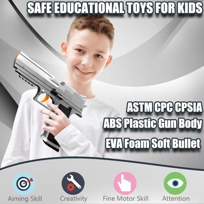 Pistola de juguete balas de espuma suave, modelo educativo de pistola de juguete de bala suave, juegos de disparos de pistola de juguete para