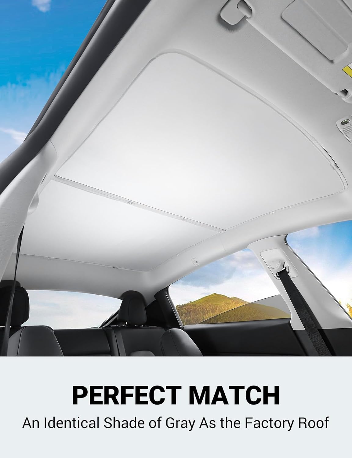 BASENOR Tesla Model Y – Parasol retráctil para techo corredizo para ventana de techo, protección solar, color gris Gen 2
