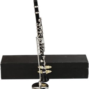 Dselvgvu – Clarinete miniatura con soporte y estuche, mini instrumento musical réplica en miniatura, modelo de casa de muñecas, mini clarinete para Dselvgvu – Clarinete miniatura con soporte y estuche, mini instrumento musical réplica en miniatura, modelo de casa de muñecas, mini clarinete para