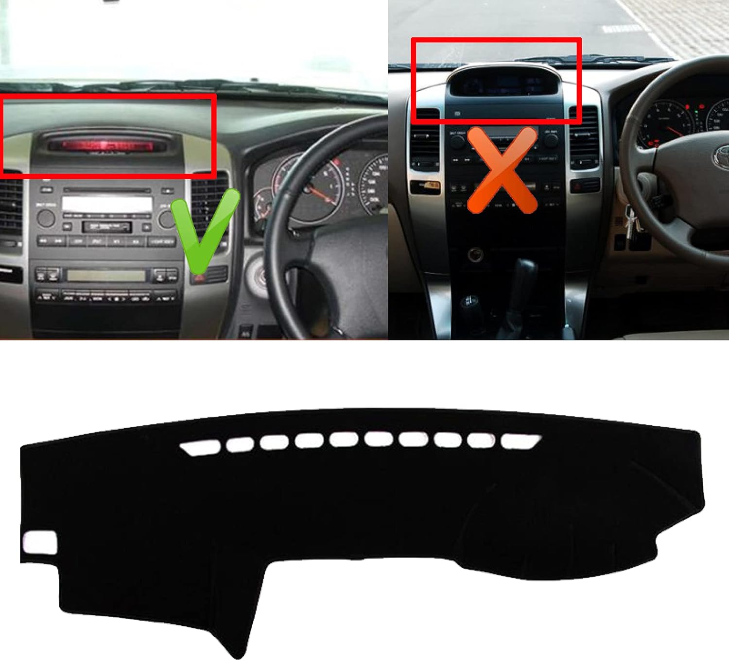 Para Toyota Land Cruiser Prado J120 2003-2009, RHD cubierta de tablero de salpicadero de automóvil