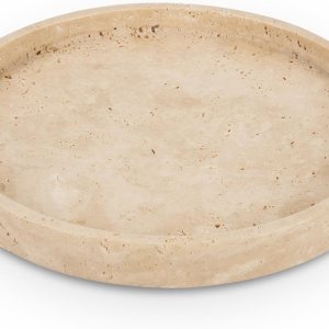 WORHE Bandeja de tocador de travertino natural para baño, tocador, mostrador, decoración del hogar, bandeja decorativa redonda de mármol para velas, WORHE Bandeja de tocador de travertino natural para baño, tocador, mostrador, decoración del hogar, bandeja decorativa redonda de mármol para velas,