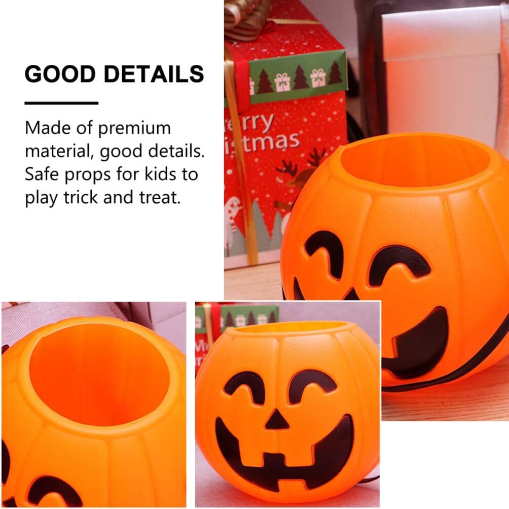 ABOOFAN Cubo de calabaza de Halloween, 3 unidades, cubo de calabaza de Halloween, cubo de calabaza Jack O Lantern, cesta de dulces, suministros de