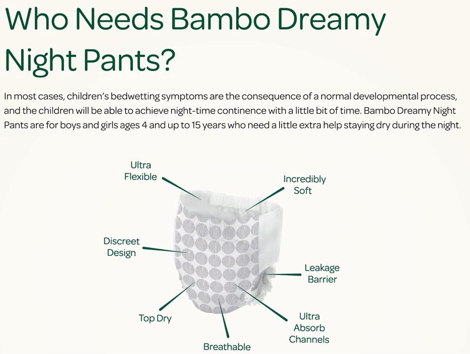 Bambo Nature Pantalones de noche de ensueño prémium niños de 4 a 7 años, 120 unidades