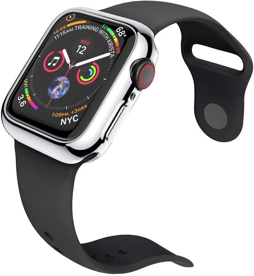 HANKN Funda para Apple Watch Series 9 8 7 1.614 in  Series 4 5 6 SE 1.575 in, TPU suave chapado a prueba de golpes Iwatch Shell Cover Bumper sin
