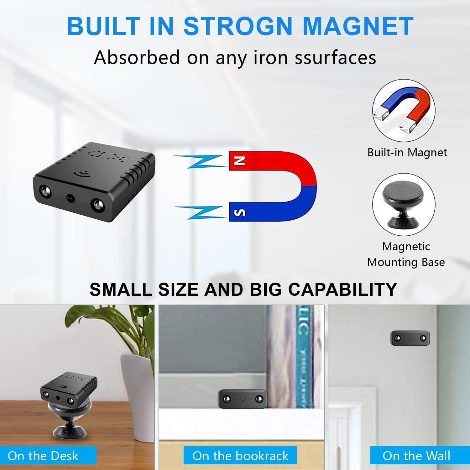 Cámara espía más pequeña, detector de cámara oculta, cámara de seguridad WiFi inalámbrica HD1080P, cámara de niñera, monitor de bebé con visión