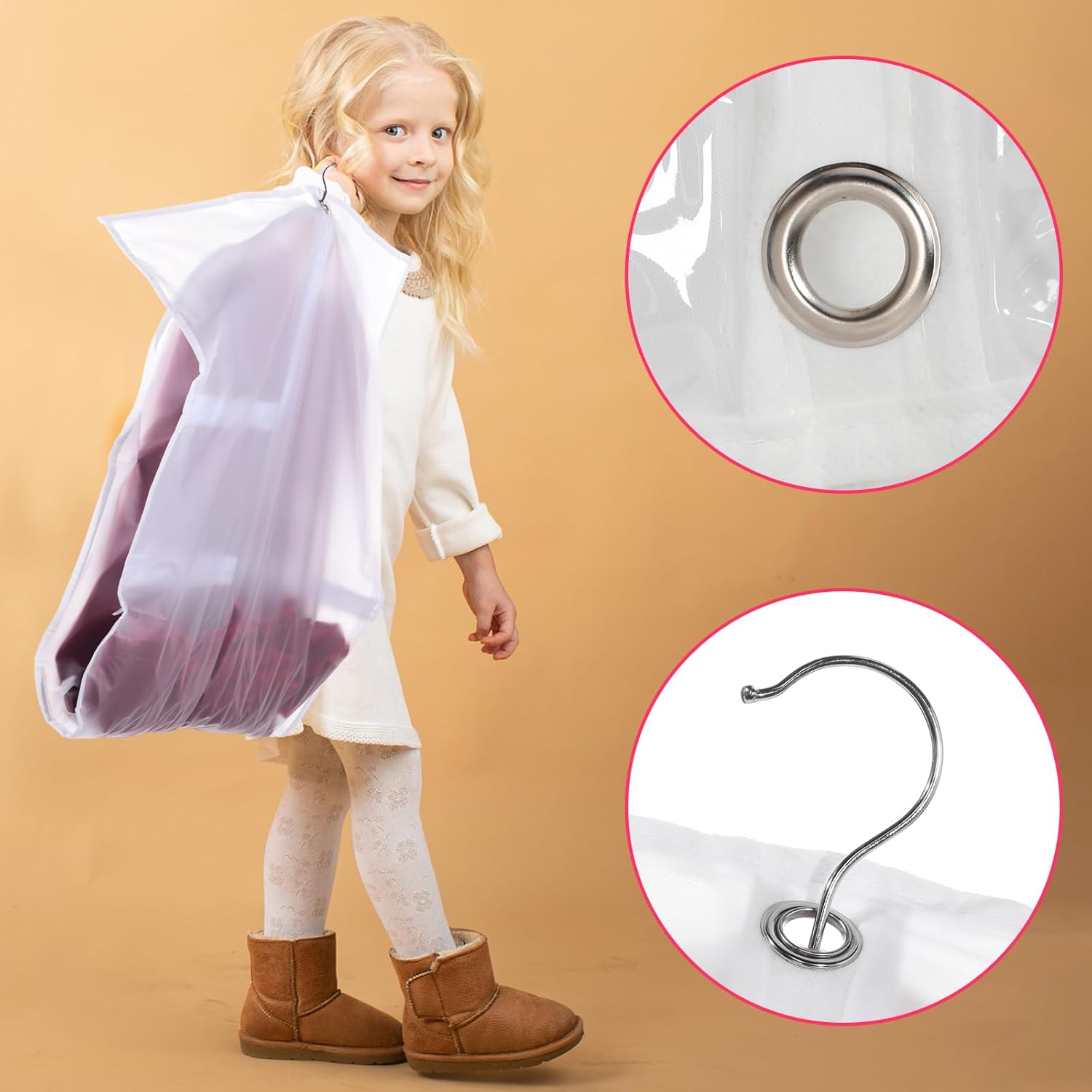6 bolsas de ropa de PVC transparente de 24 x 50 pulgadas, bolsas para disfraces de baile, bolsa de competencia de baile con cremalleras de estante y