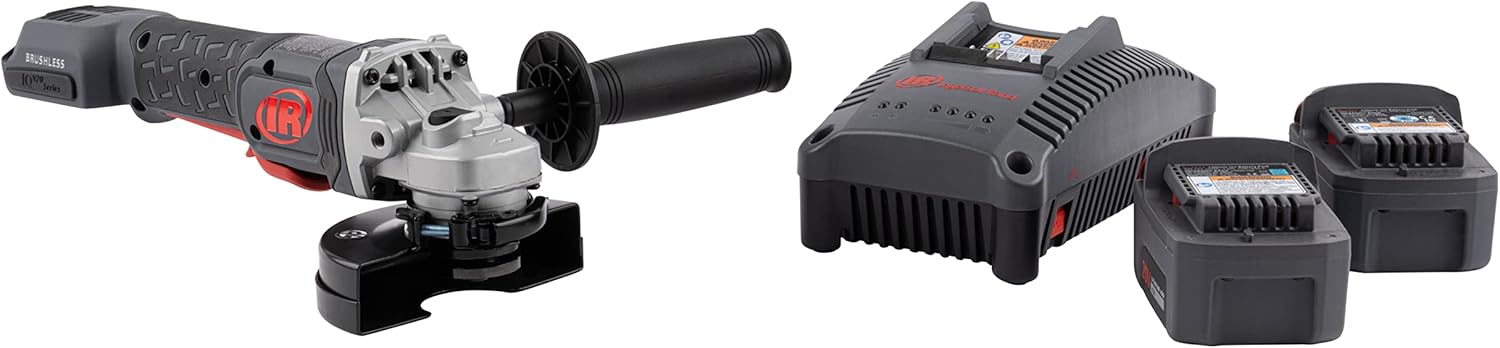 Ingersoll Rand Amoladora angular inalámbrica G5351-K22-20V y herramienta de corte, kit de 2 baterías, 8000 RPM, 1HP, rueda de 4.5 pulgadas