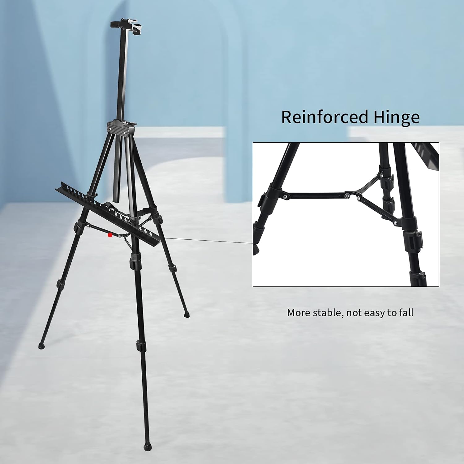 RRFTOK Soporte de caballete para artista, trípode de metal, caballete ajustable para pintar lienzos de altura de 21 a 66 pulgadas con triángulo