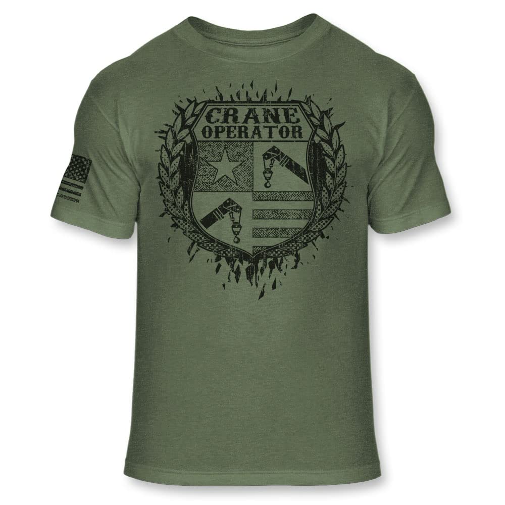 Crane Operator Crest T-Shirt – Crane Operator Coat of Arms Shield Shirt – USA Crane Badge Emblem Logo Tee – Athletic blend T-Shirt – A227
