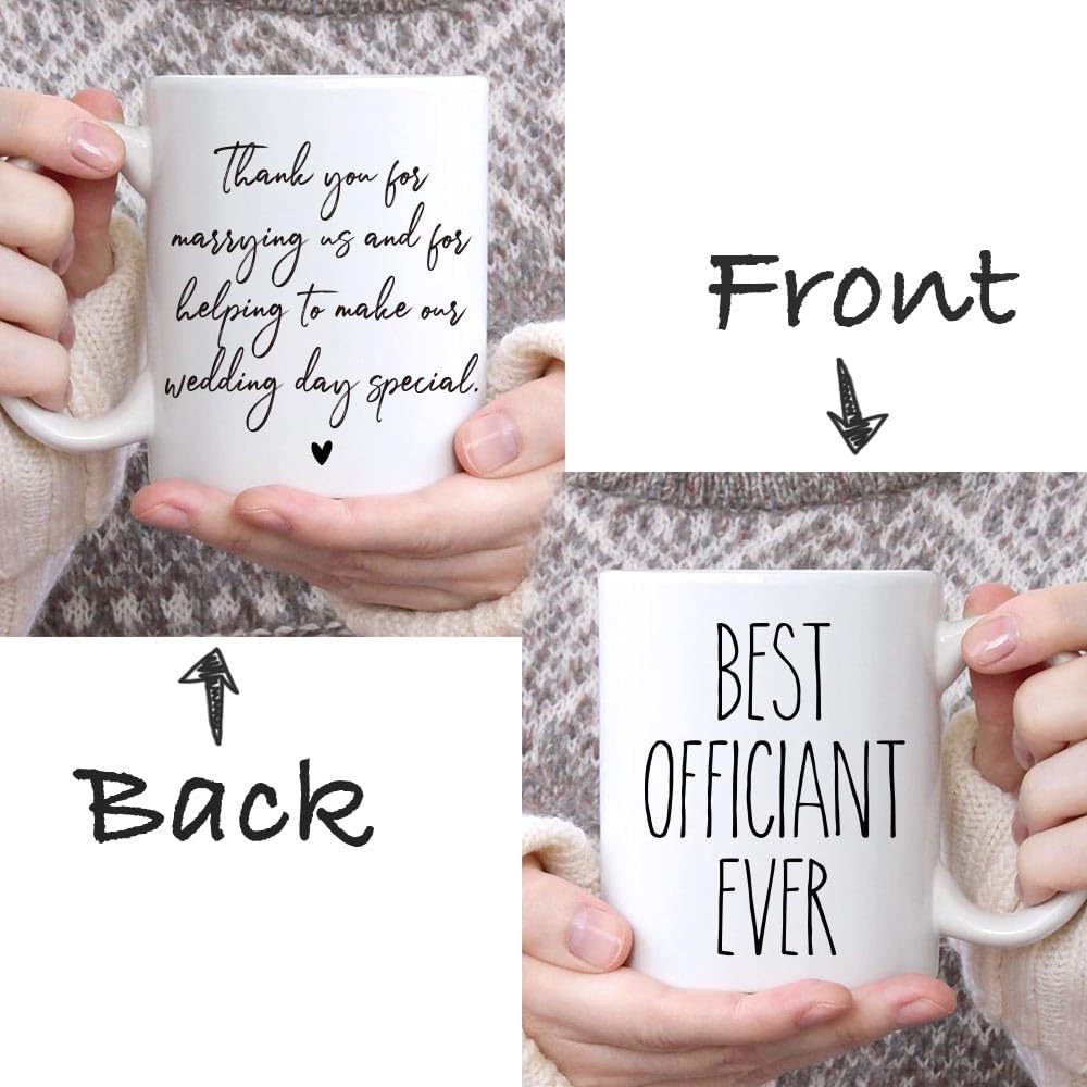 Qupoomafu Tazas de café Best Officiant Ever, tazas de café oficiales de boda, juego de tazas de café para parejas, juego de regalo de tazas de café
