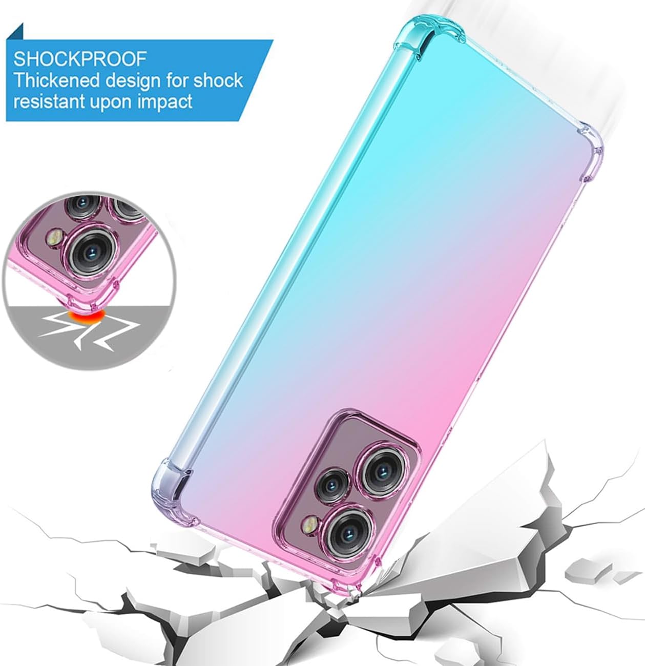 Ueokeird Para Redmi Note 12 Pro Speed CasePoco X5 Pro 22101320G Caso, transparente lindo gradiente teléfono caso delgado anti arañazos flexible TPU