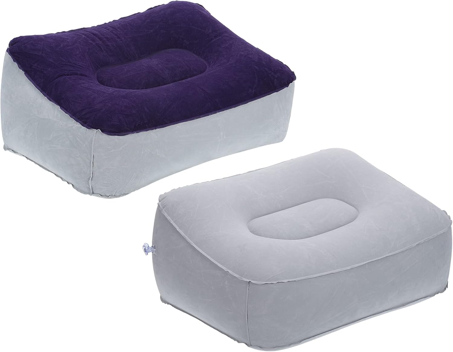 PATIKIL Almohada de descanso de pies de viaje, paquete de 2 cojines inflables para descanso de pies, almohada de descanso de piernas para avión,