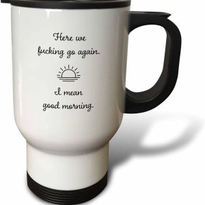 3dRose Aquí nos follando ir de nuevo quiero decir buenos días – tazas de viaje (tm-362193-1) 3dRose Aquí nos follando ir de nuevo quiero decir buenos días – tazas de viaje (tm-362193-1)