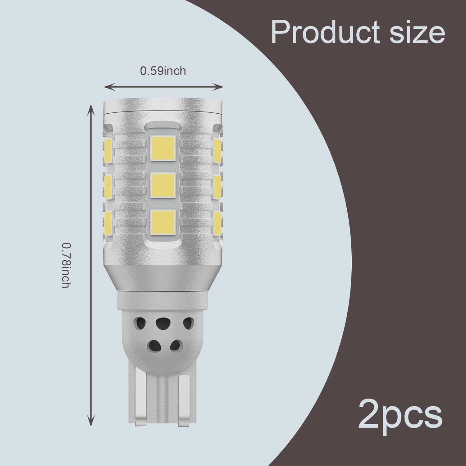 Paquete de 2 bombillas LED de respaldo para automóvil, luces de freno T15-3030-17SMD, luces de giro superbrillantes de 12 V, 2600 lm, kit de